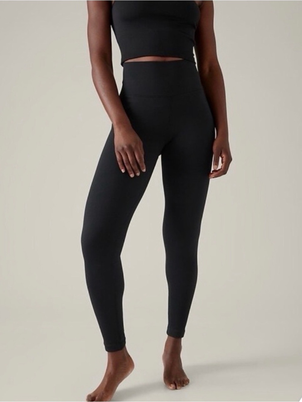 Athleta Aurora Black High-Rise Seamless Ribbed Leggings Wicking Breathable Large